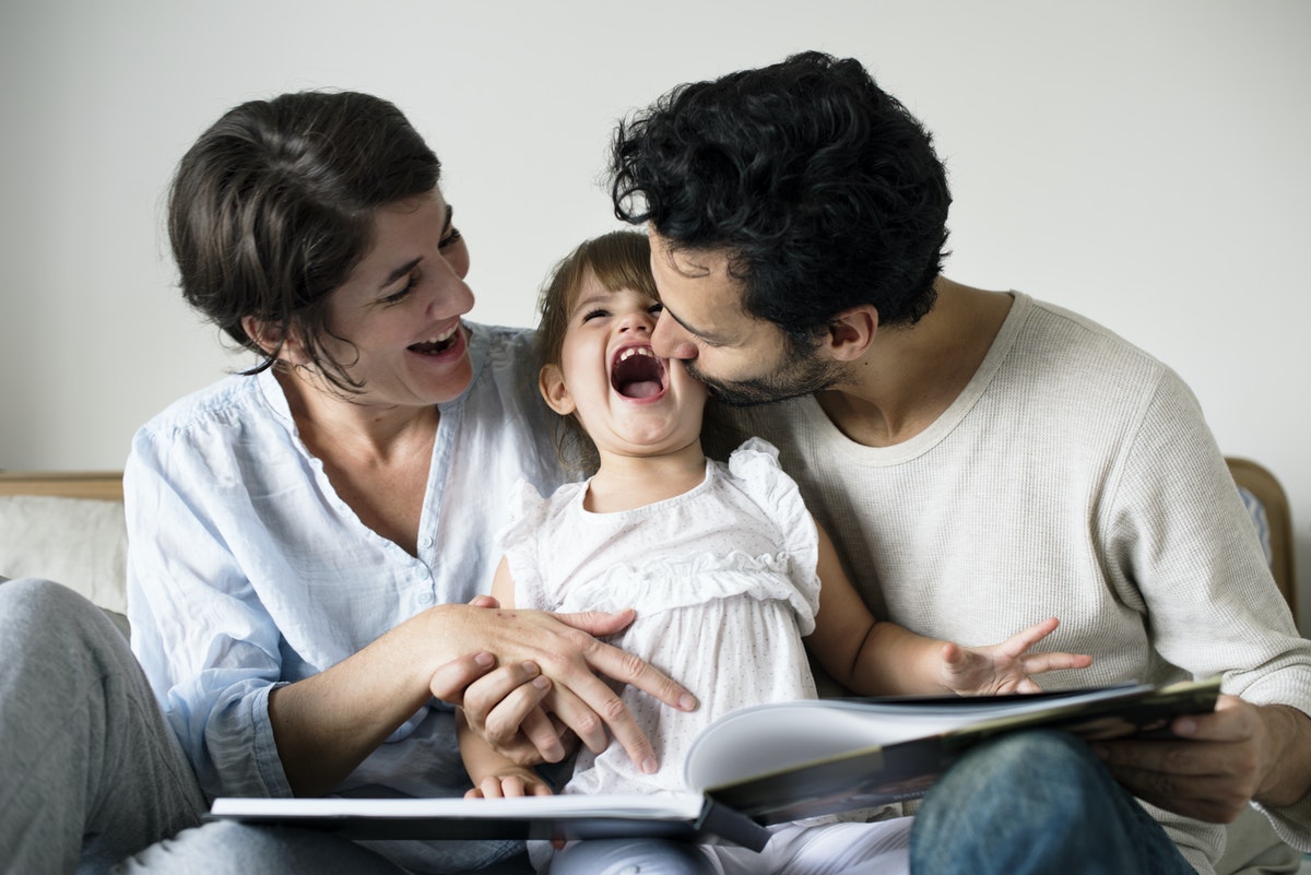 a laughing family